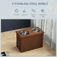 thumbnail image 4 of PawHut Raised Bowl Dog Feeder with 2 Steel Bowls and Storage, Brown, 4 of 9