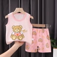 thumbnail image 2 of Bainana Boys Sleep Outfit Set Toddler Cartoon Print Sleeveless Crew Neck Tank Tops And Shorts Set Comfortable Lightweight Little Boys Summer Indoor Daily Homewear Size 5-6 Years, 2 of 3