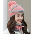 thumbnail image 3 of CoCopeaunts Fleece Lined Knit Beanie Scarf Mouth Mask Set for Girl Ski Hat Women Winter Skully Caps with Pompom, 3 of 6