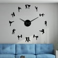 thumbnail image 5 of Reloj de pared 3D grande DIY, pegatina de superficie de espejo, reloj de karate y taekwondo silencioso para negro 27 pulgadas, 5 of 5