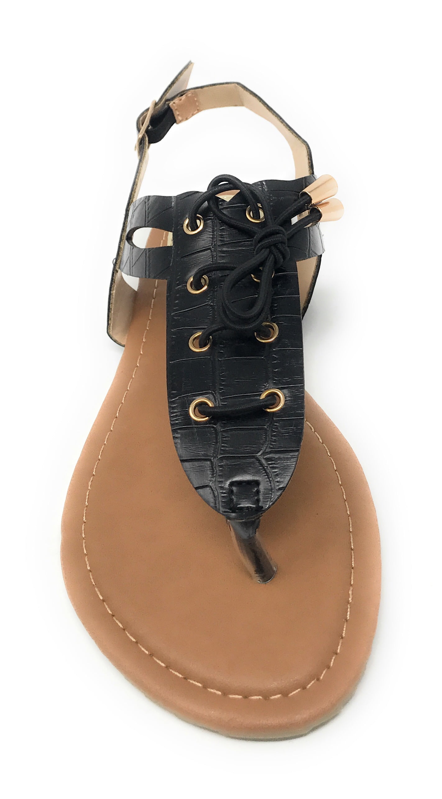 Victoria K Women's Laceup Faux Snake Skin With Side Buckle Sandals
