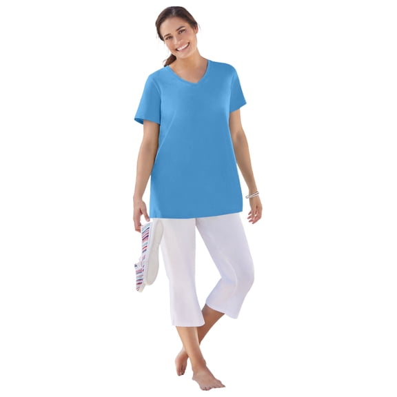Woman Within Plus Size Perfect Short-Sleeve V-Neck Tee (Petite Available)
