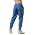 thumbnail image 4 of Pants for Men,Clearance Men's Pants Solid Color Have Pockets Drawstring Pinching Casual Trousers Sweatpants for Men, 4 of 4