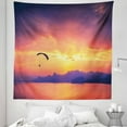 thumbnail image 1 of Sports Tapestry, Paragliding Silhouette over Sea at Sunset with Reflection of Sun Epic Ocean Scenery, Fabric Wall Hanging Decor for Bedroom Living Room Dorm, 5 Sizes, Orange, by Ambesonne, 1 of 1
