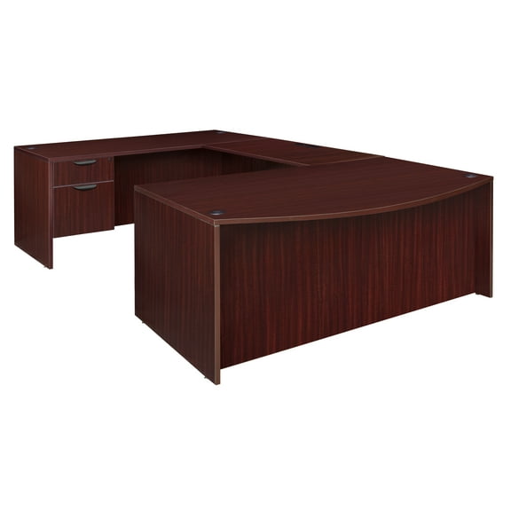 Legacy 71" Bow Front Double Pedestal U-Desk- Mahogany