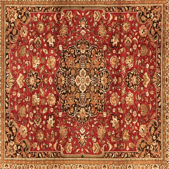 Ahgly Company Indoor Square Persian Orange Traditional Area Rugs, 3' Square