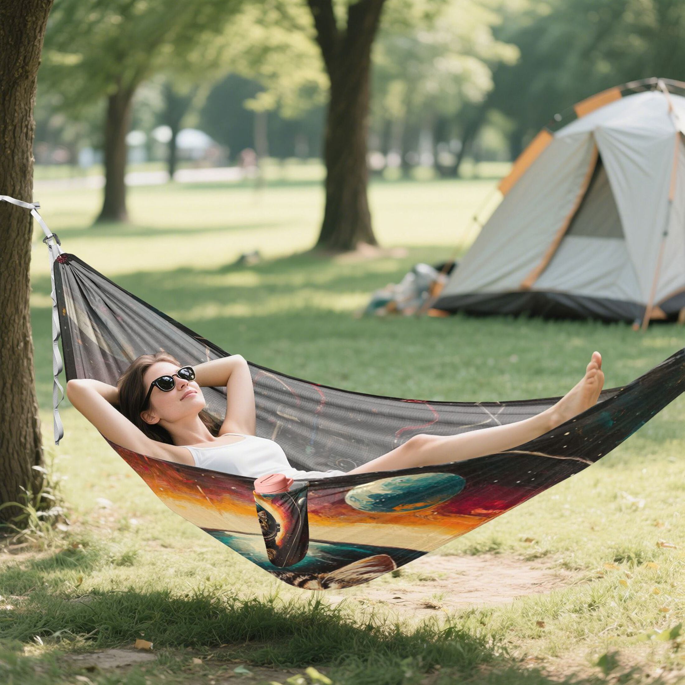 Hammock Camping Hammock Nylon Portable Hammock Travel Camping Hammock Astronaut Black Cat