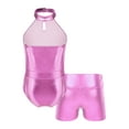 thumbnail image 2 of TiaoBug Kids Girls Shiny Sequins Dance Costume Halter Neck Leotard Metallic High Waist Shorts 2Pcs Sets Hip Hop Jazz Dancewear Pink 6, 2 of 7