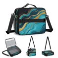 thumbnail image 5 of Blue and Gold Marble Pattern Insulated Lunch Bag with Shoulder Strap and Bottle Holder,Bento School Lunch Bag Box,11x9.5x3.5 Inches, 5 of 5
