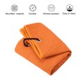 thumbnail image 3 of Unique Bargains 20'x16' Golf Towels Tri Fold Grid Texture Towels Soft Fiber with D Clip Orange, 3 of 5