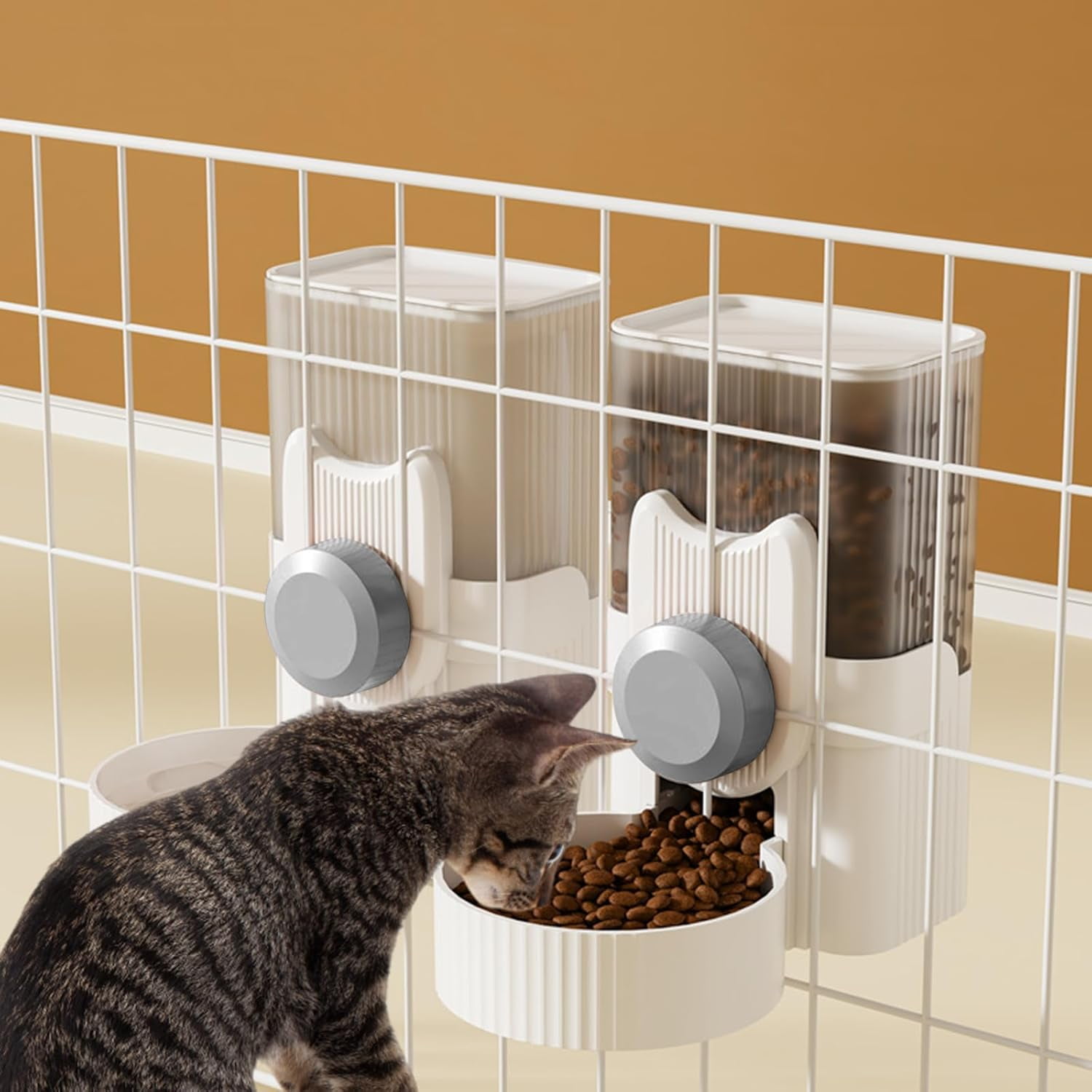 1L Auto Gravity Pet Feeder and Waterer Set Kennel Feeding Station Crate Feeder Dish Adjustable for Rabbit Puppy Cats Ferret