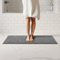ITSOFT Luxury Chenille Bathroom Runner Mats, Non Slip Absorbent Bathmat, Charcoal Gray, 21" x 47"