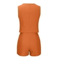 thumbnail image 6 of Htigea Women's Summer 2 Piece Outfits Sleeveless Matching Sets Button Down V Neck Vest Waistcoat and Pockets Shorts Sale Orange,XL, 6 of 6