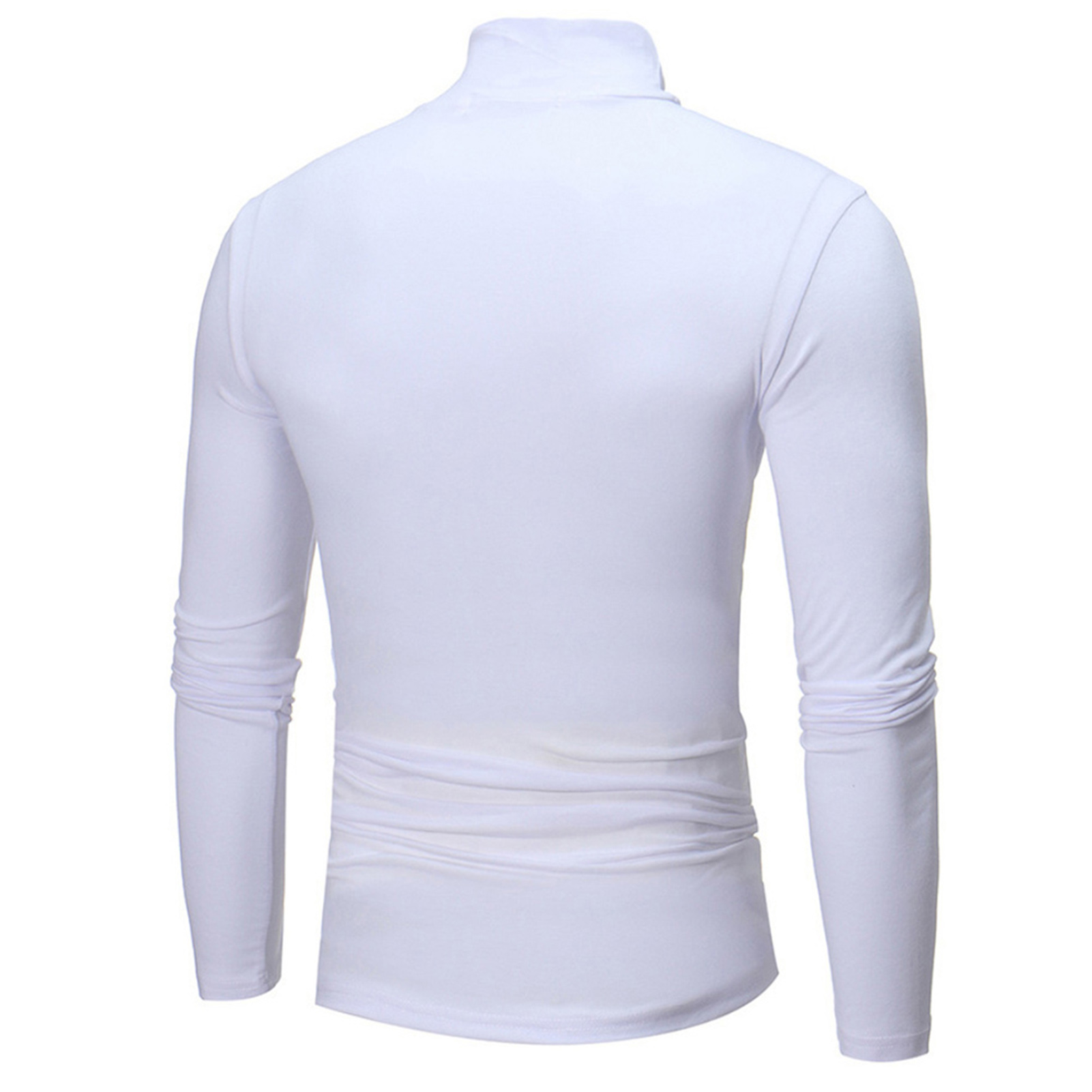 jangslng T-shirt Solid Color Long Sleeve Cotton Men Turtleneck Slim ...