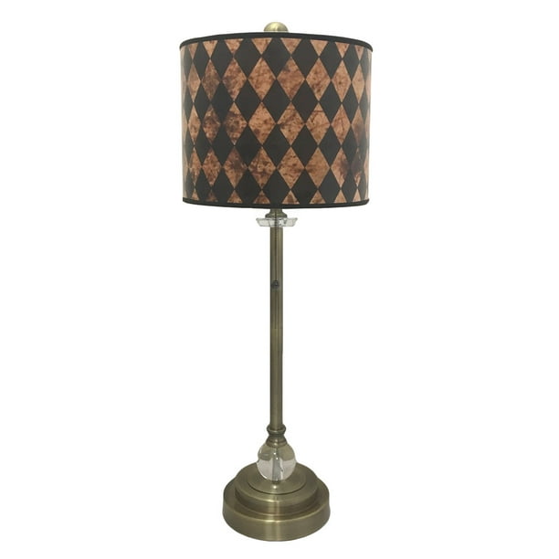 Royal Designs 28 Crystal And Antique Brass Buffet Lamp With Vertical Black Diamond On Papyrus Design Hard Back Shade Com Crystal And Antique Brass Buffet Lamp, Brass Buffet Lamps With Black Shades