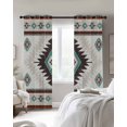 thumbnail image 3 of Turquoise Beige Boho Blackout Curtains, Light Blocking Print Window Curtains, Vintage Ethnic Tribal Southwestern Thermal Insulated Window Drapes for Living Room 2 Panels, 104"W x 63"L, 3 of 9