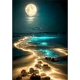 thumbnail image 1 of DIY 5D Diamond Painting Set for Adults, Suitable for Beginners, Moon and Waterfall Diamond Painting Set, Home Wall Decoration, 16*12in, Frameless.,Moonlight Beach, 1 of 7