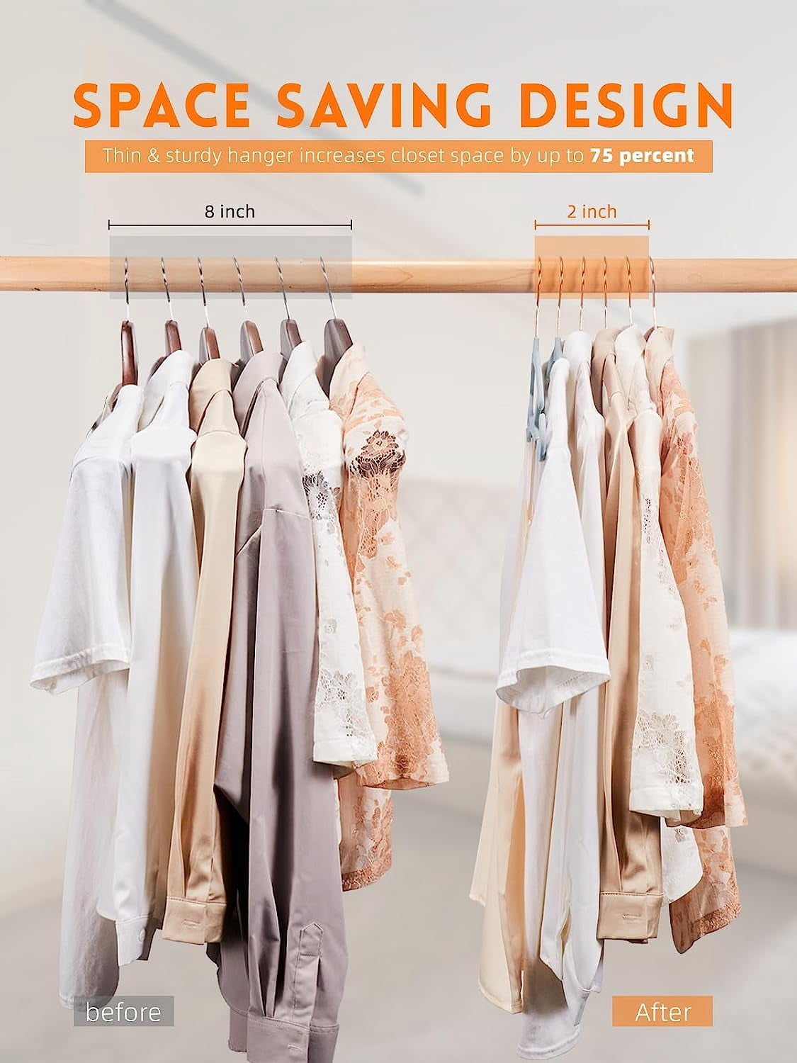 HOUSE DAY Blue Velvet Hangers 60 Pack, Luxury Felt Non-Slip Clothes Hangers