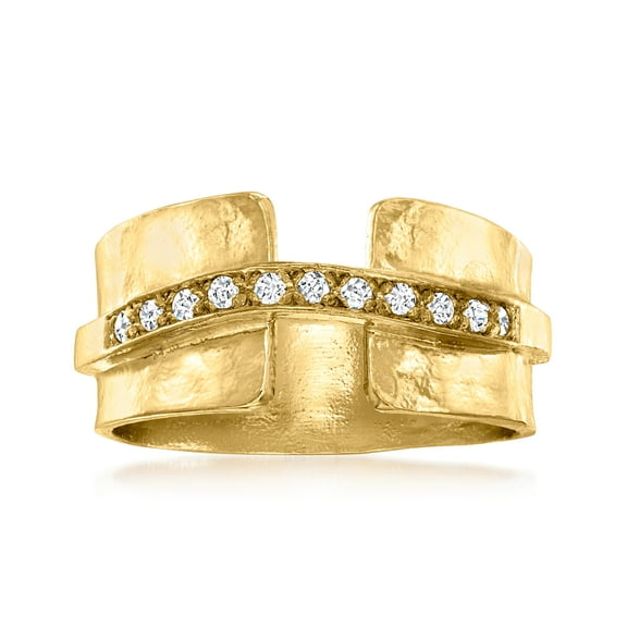 Ross-Simons 0.15 ct. t.w. Diamond Hammered Ring in 18kt Gold Over Sterling, Women's, Adult