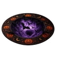 thumbnail image 2 of MInHoues 3D Optical Illusion Round Halloween Rug 40 Inch, Purple Swirl Bat & Pumpkin Circular Floor Mat, Non Slip Gothic Area Rug for Indoor Living Room Entryway Halloween Home Party Decor, 2 of 9