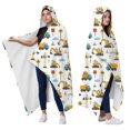 thumbnail image 2 of Wearable Blanket,Cartoon Construction Vehicles Workers White Pattern Hooded Wearable Flannel Blanket for Adults & Teens,Winter Poncho Shawl Wrap Cape Cozy Anti-Pill,50"x60", 2 of 5