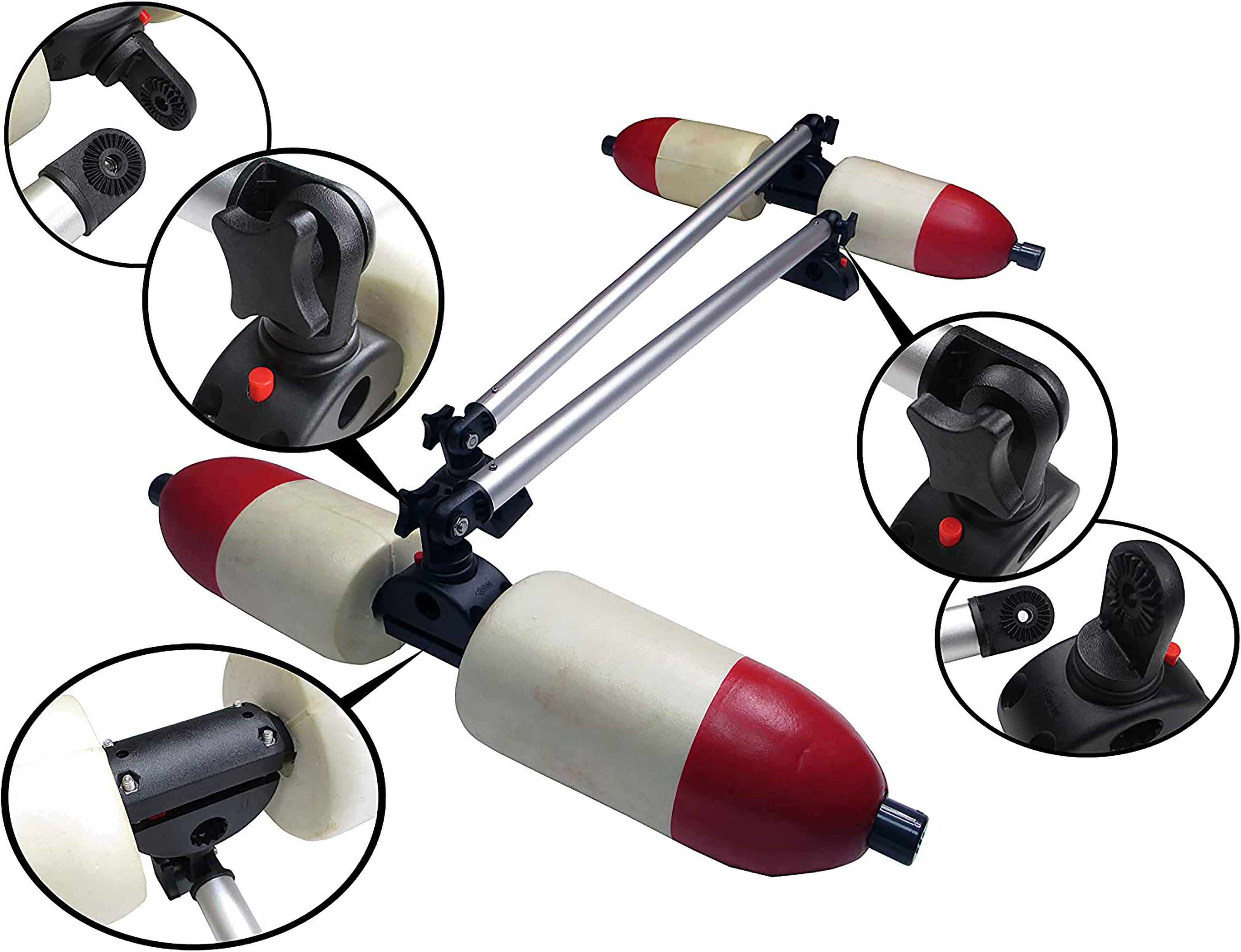 Pactrade Marine Kayak Outriggers/Stabilizers System - Solid HDPE Floats with Easy-Fit Bases | Canoe/Kayak Stabilizers for Fishing, Photography, Paddling, New Boaters
