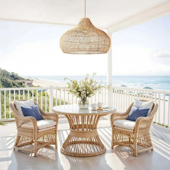 LittleGlovo Outdoor Kloe Brown Rattan Pendant Light