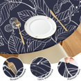 thumbnail image 4 of Elastic Edge Round Tablecloth with Soft Floral Motifs, Water-Resistant and Durable Polyester Fits 44-52 Inch Round Dining Tables, 4 of 7
