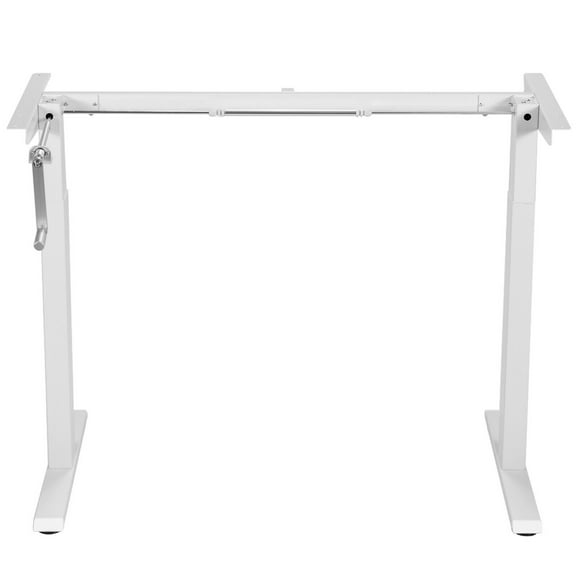Gymax Height Adjustable Standing Base Hand Crank Sit to Stand Desk Frame White