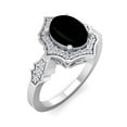 thumbnail image 2 of SuperJeweler 1 1/2 Carat Oval Shape Black Onyx and Halo Diamond Ring In Sterling Silver For Women, 2 of 6