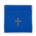 thumbnail image 1 of Squeeze Top Rosary Pouch Blue Vinyl with Gold Cross Imprint, 1 of 4