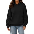 thumbnail image 2 of XRoczxe Women's Pullover Hoodie, Long Sleeve Fleece Sweatshirt with Kangaroo Pocket, Soft Casual Loose Fit Hooded Top for Fall Winter Lounge & Daily Wear, 2 of 9