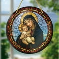 thumbnail image 3 of Mary Stained Glass Light Valentine Ceramic Decorations Stained Glass Hummingbird Window Hangings Chandelier Replacement Bars Christmas Garland Stained Glass Window Panel with Chain, 3 of 3