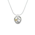 thumbnail image 2 of Delight Jewelry Two-tone Large Peace Sign with Daisy and Crystal Live Ring Charm Necklace, 18", 2 of 4