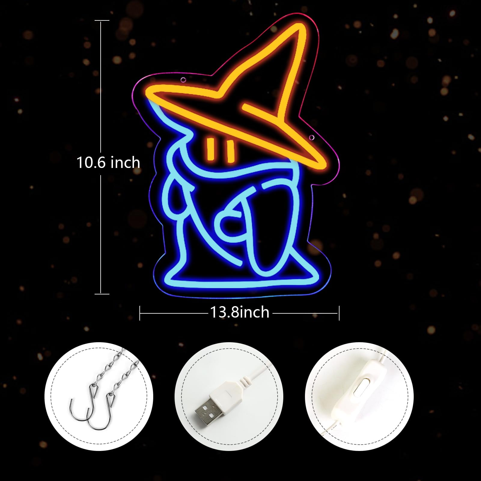 JFLLamp LED Neon Sign Character Shape Multicolor Light USB Powered Wall Decor Acrylic Backboard Hanging Light for Room Party