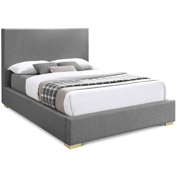 Meridian Furniture Crosby Grey Linen Textured Fabric Full Bed