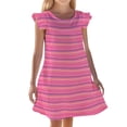 thumbnail image 2 of REDARER Girls Striped Flutter Sleeve Dress, Soft Cotton Casual Nightgown for Summer Loungewear & Home Wear,8-9 Years, 2 of 3