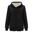 thumbnail image 6 of CILENON Womens Lightweight Jackets Women's Thick Wool Hoodie Zipper Casual Hoodie Winter Jacket Jacket (Black,M), 6 of 7