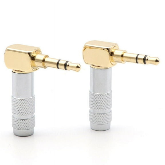 3.5mm L Shape Jack Gold Plated 90 Degree Angle Audio Connector Plug Silver