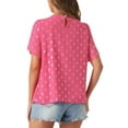 thumbnail image 3 of INSPIRE CHIC Women's Round Neck Blouse Summer Casual Gilding Pattern Short Sleeve Top, 3 of 5