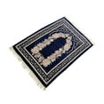 thumbnail image 1 of Traditional Chenille Praying Rug with Elegant Design Area Rugs Travel Mat Prayer Dark Blue, 1 of 9