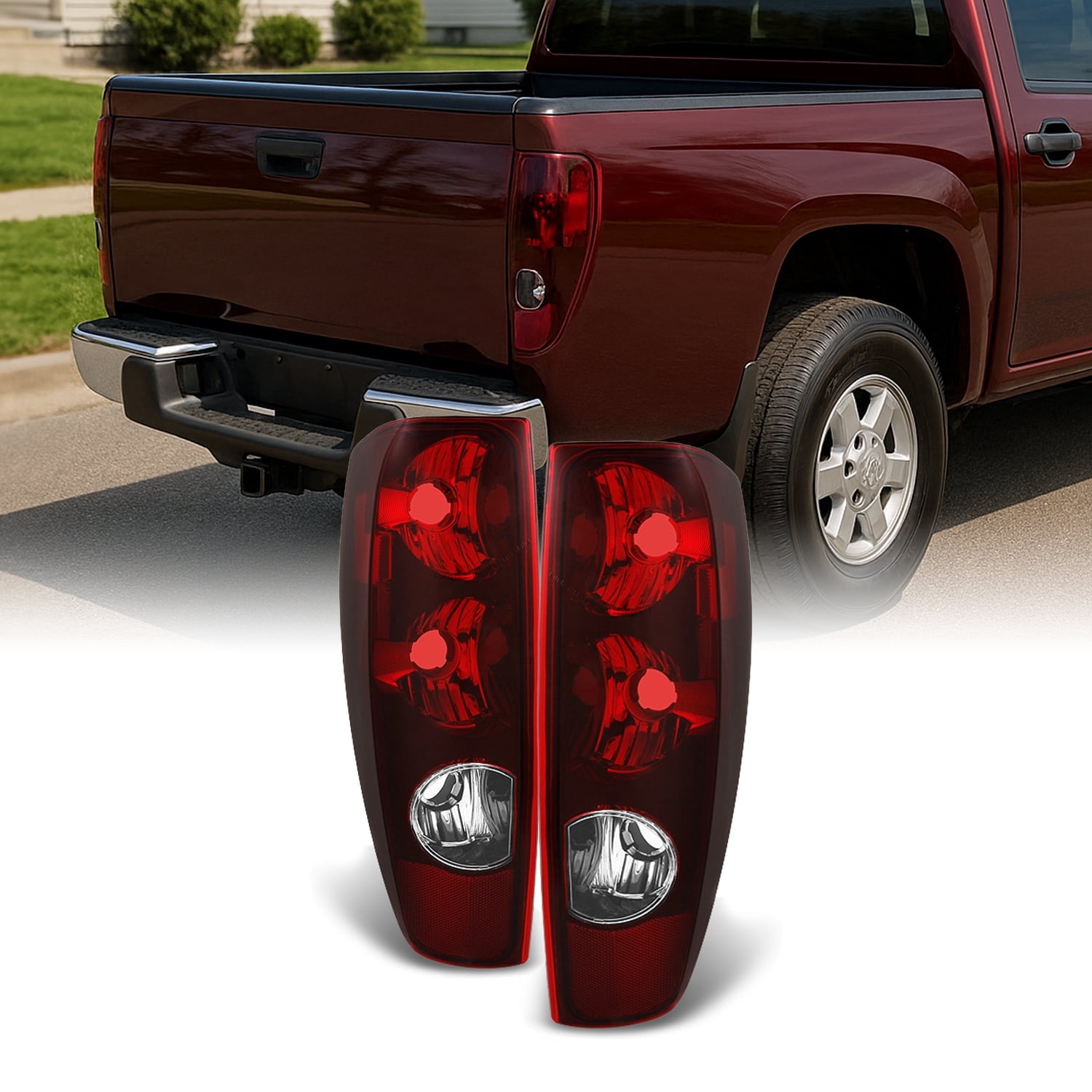AKKON - For Chevy Colorado /GMC Canyon Truck Red Tail Lights Driver Left + Passenger Right Replacement Pair