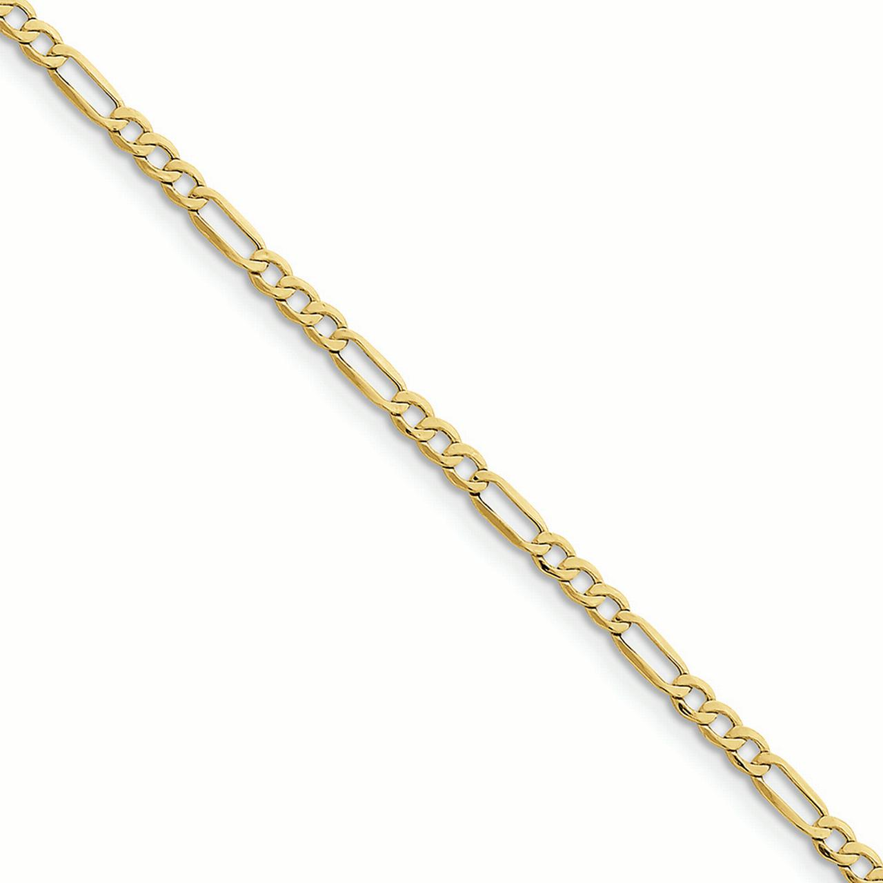 Bracelet Figaro - 10K Yellow Gold 3.5 MM Figaro Bracelet, 8" - Walmart
