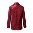 thumbnail image 2 of Sinleey Kids Big Boys Blazer Shiny Sequins Lapel Swallowtail Suit Jacket for Birthday Party Banquet A Burgundy 10, 2 of 7