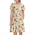 thumbnail image 1 of Bixox Robe d'Été à Manches Courtes pour Femmes Robe Ample Longueur Genou avec Poches-Singes dans la Jungle, 1 of 7