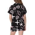thumbnail image 4 of MEZZALL Girls Satin Pajamas Sets Ocean Themed Print Short Sleeve Lapel Button Down Tops & Shorts Sleepwear For Kids Soft Wear Casual Night Toddler Stylish Nightwear, 4 of 4