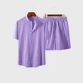 thumbnail image 3 of zuwimk Men Clothing Sets Outfits,Men's 2 Pieces Cotton Linen Set Henley Shirt Long Sleeve and Casual Beach Pants Summer Yoga Outfits Purple,XXL, 3 of 5