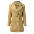 thumbnail image 2 of Aayomet Women's Blazer Suit Slim Fit Double Long Sleeve Lapel Jacket Top (Khaki, L), 2 of 4