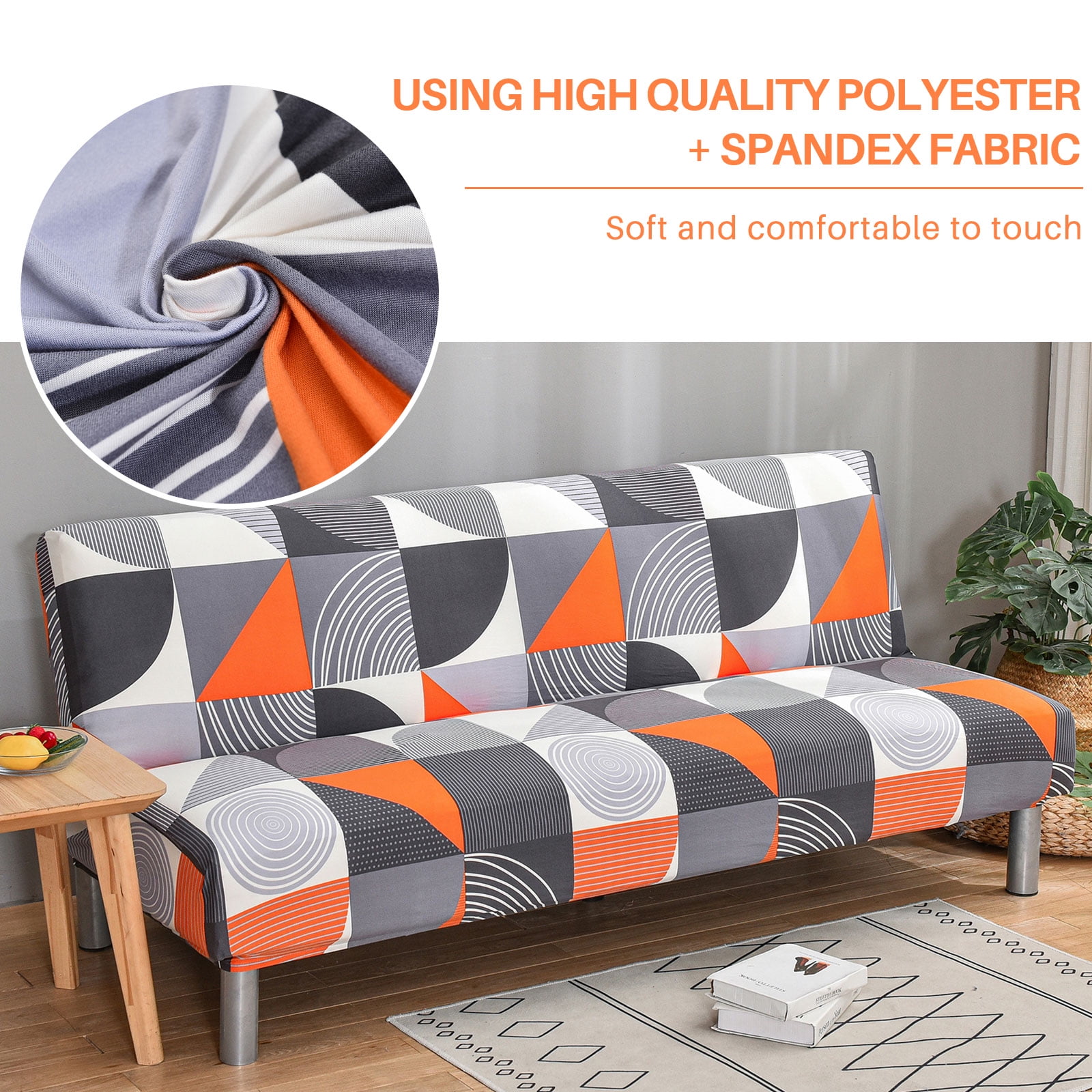 Shanna Stretch Futon Cover Armless Sofa Cover Folding Sofa Bed Cover