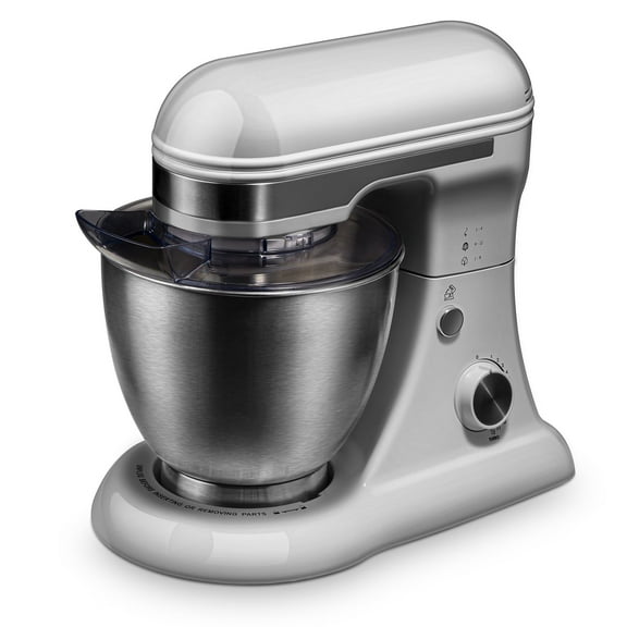 4.8QT Stand Mixer, 12-Speed Electric Kitchen Mixer with Tilt-Head, Stainless Steel Bowl, Egg Whisk, Dough Hook & Beater – Lightweight, Compact for Small Kitchens,White